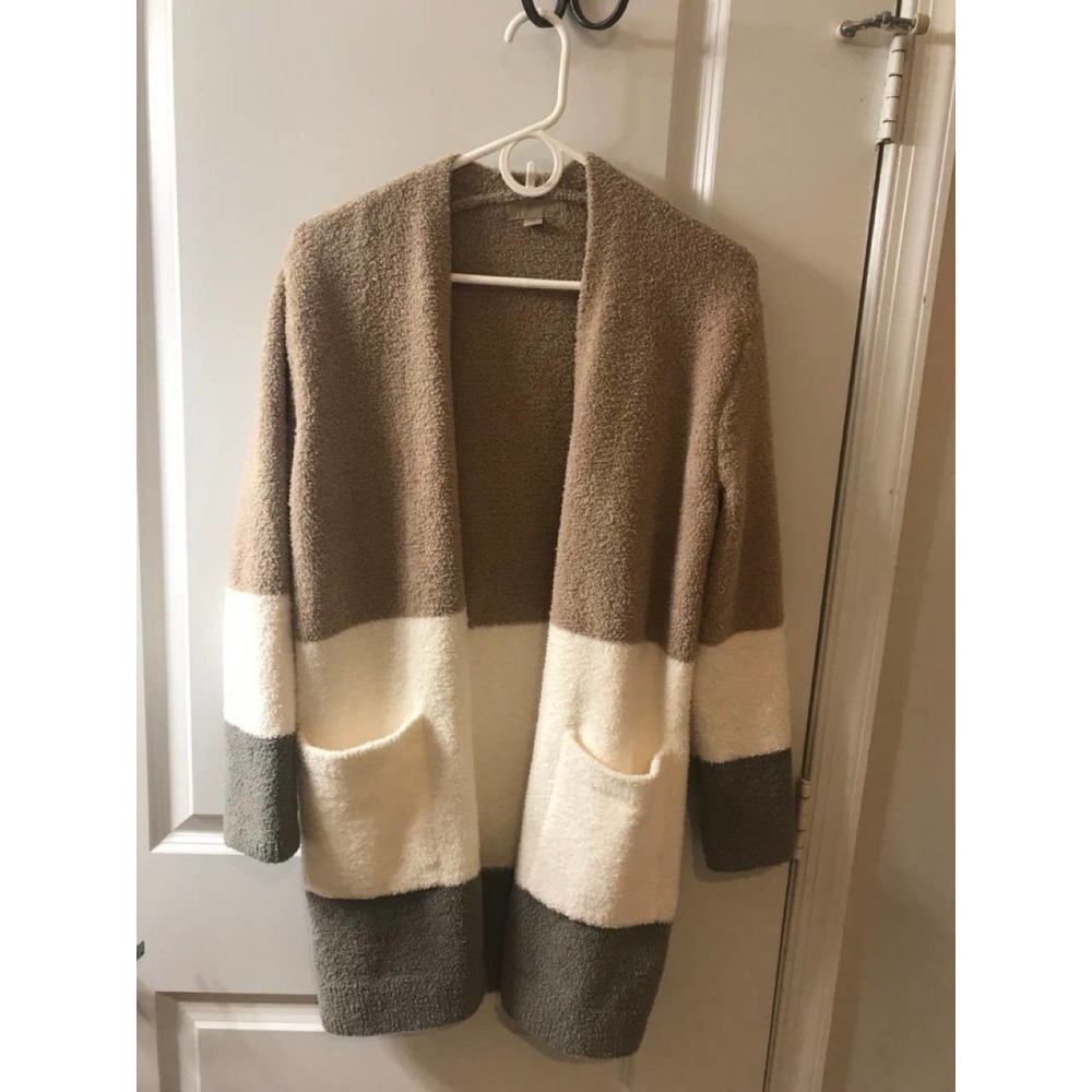 Barefoot Dreams Women's XS Cozychic Colorblock Open Front Long Cardigan